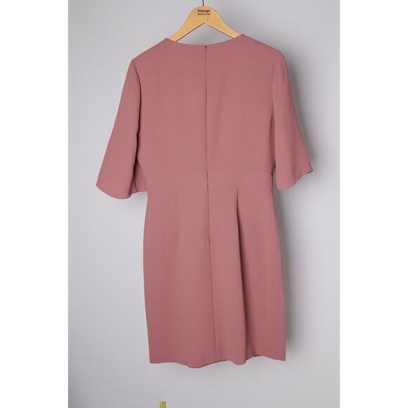 Reiss Myra Wrap Dress 8 Rose Pink Soft Girl Twee Minimalist Wedding Guest NWT - Picture 3 of 9